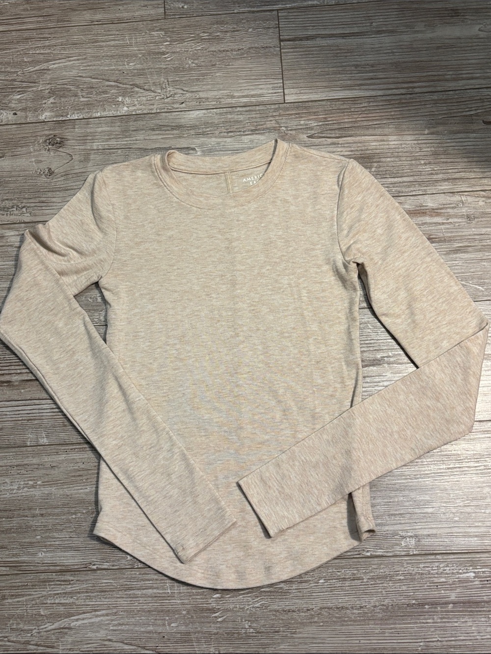 American Eagle Outfitters Crewneck Top in Heather Oatmeal